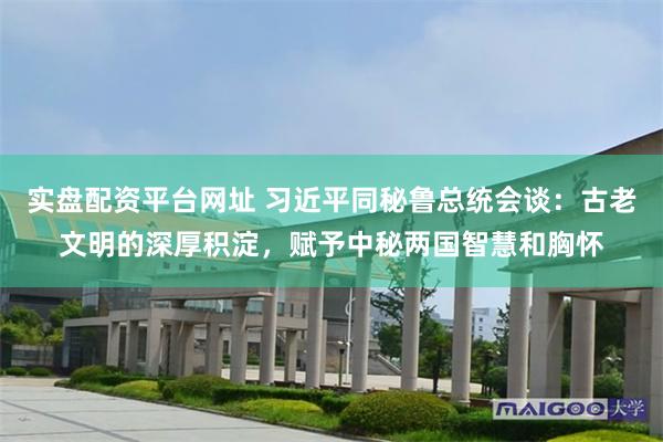 实盘配资平台网址 习近平同秘鲁总统会谈：古老文明的深厚积淀，赋予中秘两国智慧和胸怀